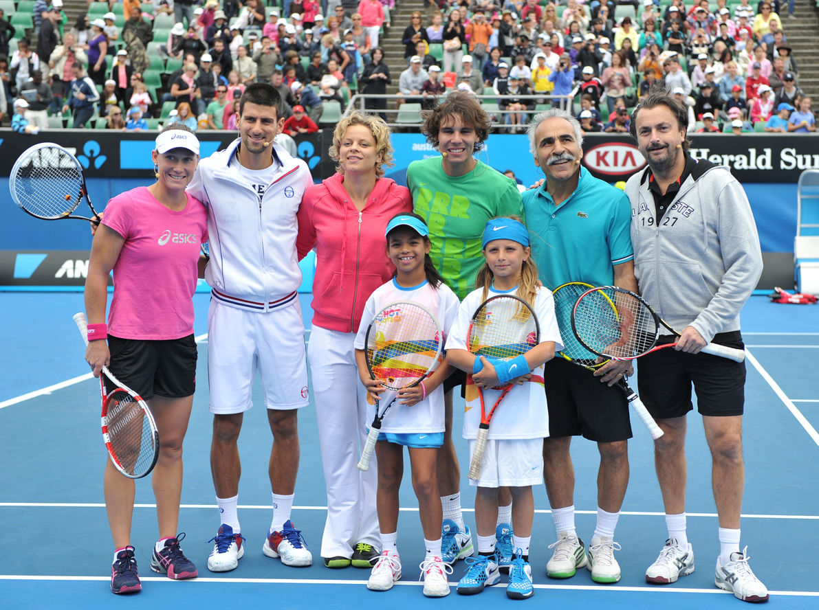 Bahrami y su amigo Leconte con Nadal, Dkojovic y Sam Stosur.