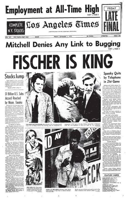 La victoria de Fischer fue noticia de portada en todo el mundo.