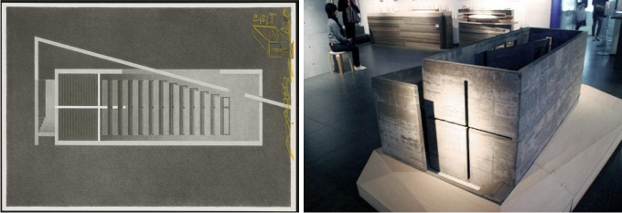 Y la luz se hizo 2 Planta del edificio principal y maqueta diseñada por Tadao Ando.