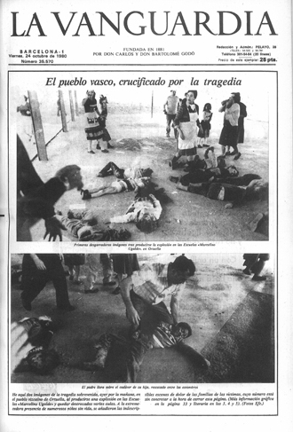Portada del diario La Vanguardia del día 24 de octubre de 1980