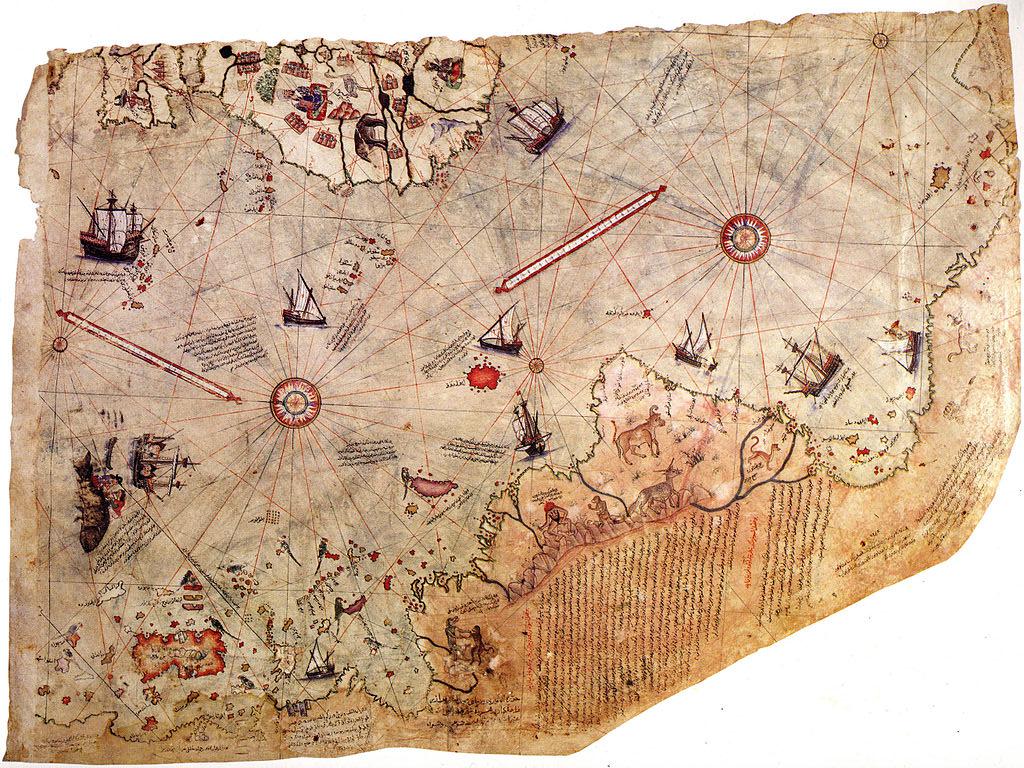Fragmento del mapa de Piri Reis.
