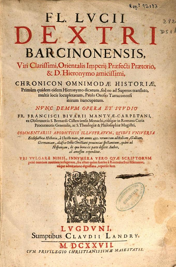 Una edición de 1627 del Chronicon Omnimodae Historiae.