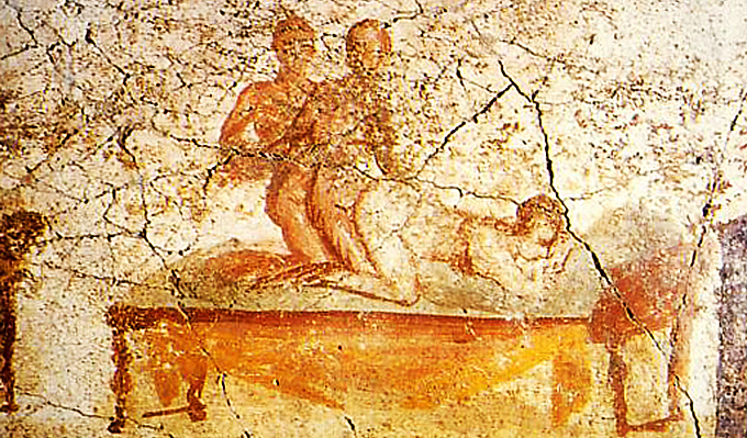 8 - Dos hombres y una mujer haciendo el amor, termas de Pompeya, ca. 79 a.C (1)