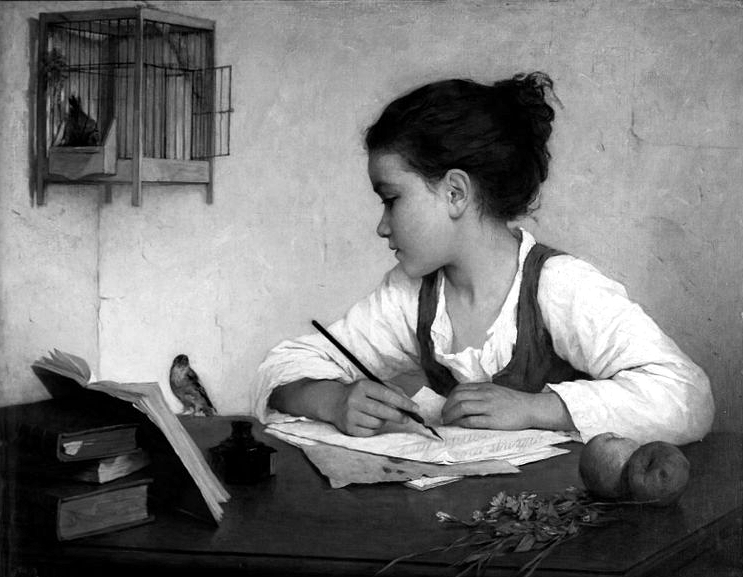 A Girl Writing; The Pet Goldfinch, de Henriette Browne. V&A Museum (DP)