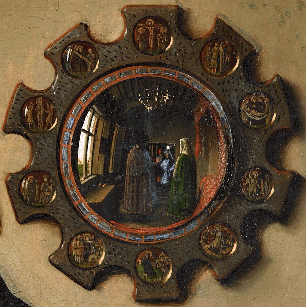Detalle del espejo, con las diez escenas evangélicas