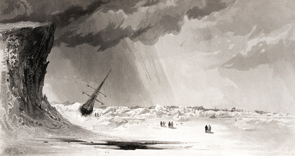 El Advance atrapado por el hielo. Expedición de E. Kane (1856).