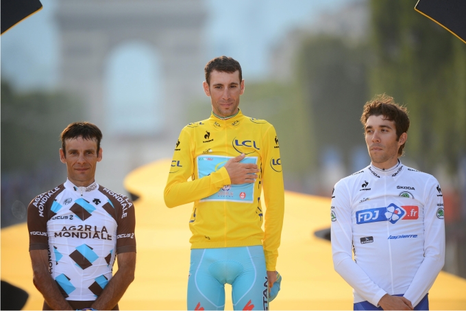 Peraud, Nibali y Pinot en el podio del Tour de Francia 2014. Foto: Cordon Press.