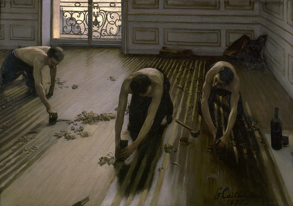 Los pulidores de parquet, de Gustave Caillebotte.