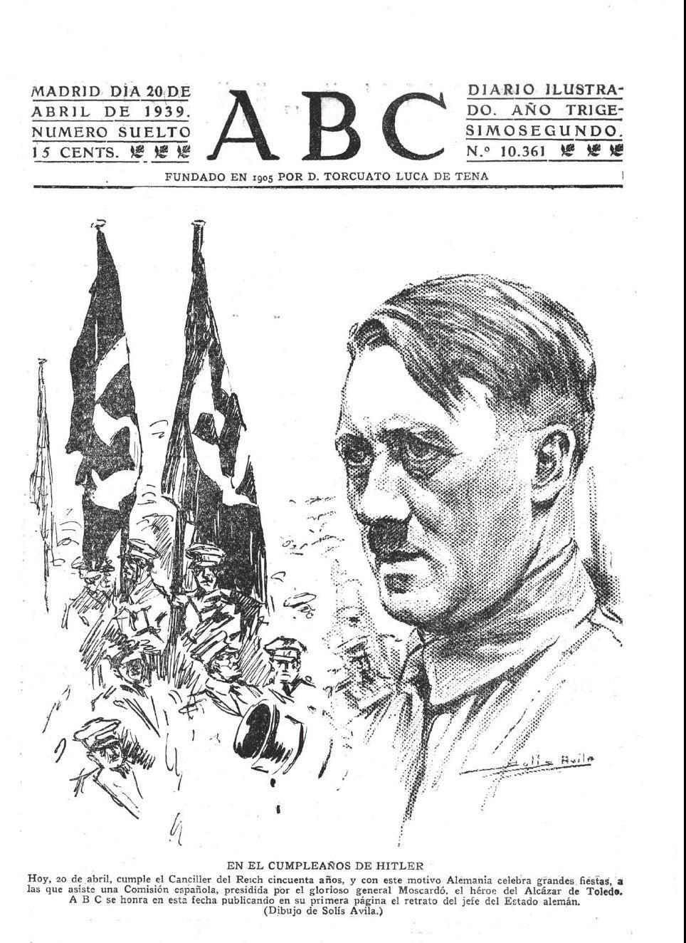 La involuntariamente cómica vanidad de los tiranos 2 Portada del ABC del 20 de abril de 1939.