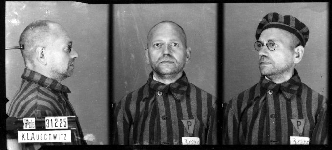 Ficha fotográfica de uno de los internos de Auschwitz, Jozef Pater. Abril de 1942. Office for Information on Former Prisoners, The State Museum Auschwitz-Birkenau (DP)