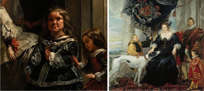 Izquierda: detalle de Las Meninas, de Diego Velázquez. Derecha: Alethea Howard, Condesa de Arundel, de Rubens.
