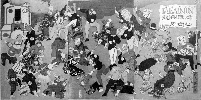 Los japoneses, los chinos y el demonio blanco 3 Alegoría de lo nuevo contra lo viejo en los inicios de la era meiji en Japón. (DP)
