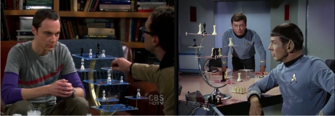 El ajedrez 3D jugado por Sheldon y por Mr. Spock. Imágenes: 