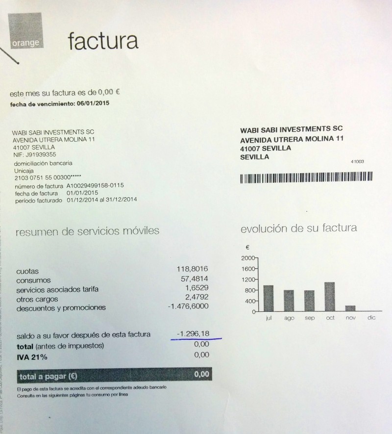 Los valores de Orange: impunidad absoluta y deshonestidad 1 Fíjense: el cobro indebido aparece como descuentos y promociones.