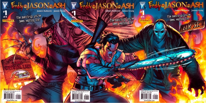 Esto casi pasa, y al final se quedó en un cómic Freddy vs Jason vs Ash. Imagen: Wildstorm.