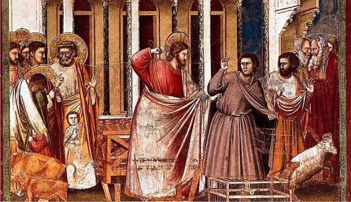 Conocido en internet como «Te meto un meco que te reviento, payaso», este cuadro es un Fresco de Giotto en la Capilla de los Scrovegni, siglo XIV. (DP) 