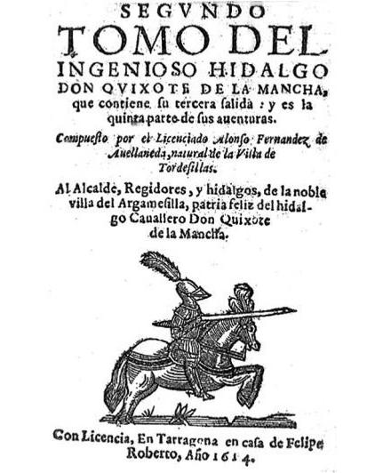 Portada de el Quijote de Avellaneda (DP)