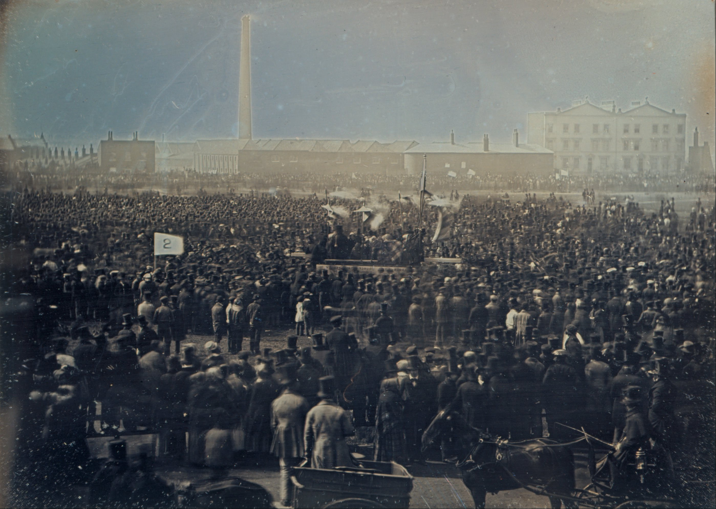 Vista del gran encuentro Cartista en Kennington Common, Londres 1848. Daguerrotipo: William Edward Kilburn (Dominio público)