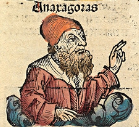 Anáxagoras, representado con ropajes medievales en "Las crónicas de Nüremberg" (1493)