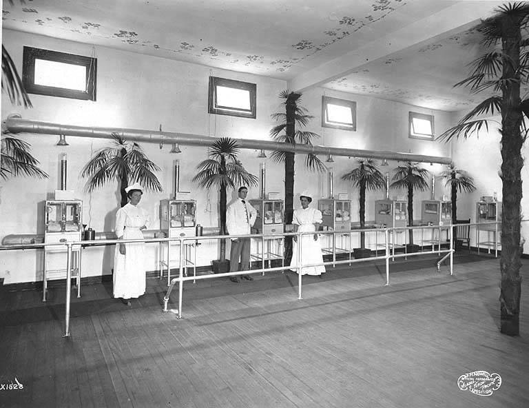 El Doctor Incubadora 3 Baby Incubator exhibit interior, Alaska-Yukon-Pacific-Exposition, Seattle, Washington, 1909.