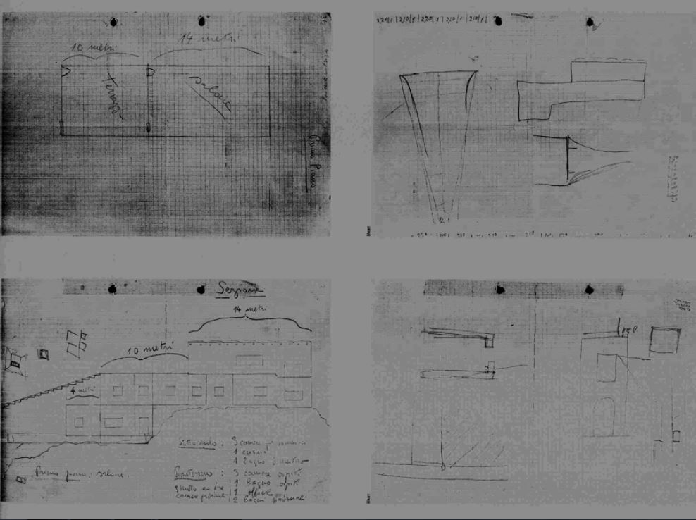 Una trascendencia inesperada: la Casa Malaparte 4 Dibujos de transición entre el proyecto original y el definitivo, obra del propio Curzio Malaparte. Imagen DP