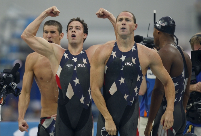 Michael Phelps, Weber-Gale, Jason Lezak y Cullen Jones. Foto: Cordon Press.