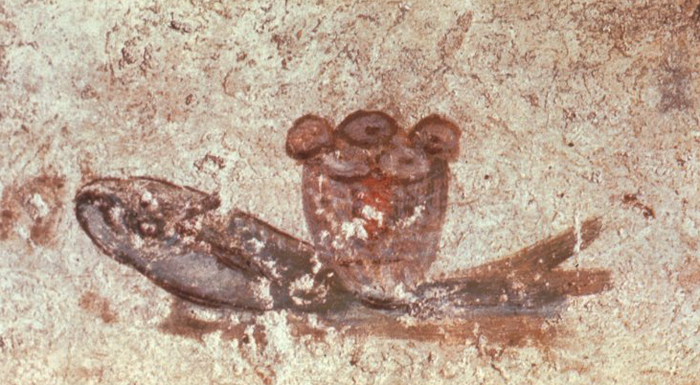 Pez eucarístico, pintado en unas catacumbas romanas durante el siglo II (imagen: DP)