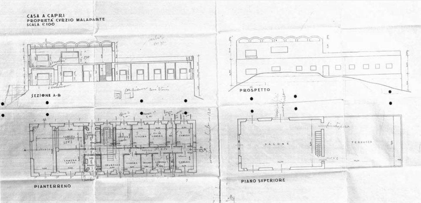 Una trascendencia inesperada: la Casa Malaparte 3 Planos originales de Libera (1938) Imagen: Pettena, Gianni. Le Lettere, 1999, p. 33.