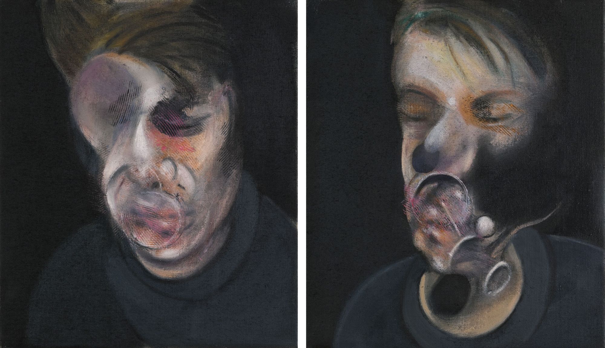 Asmáticos: seres con respiración torcida 1 Francis Bacon, dos estudios para autorretrato (1977)