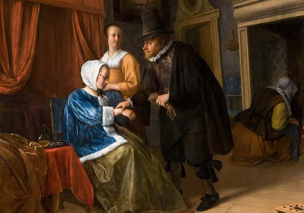 La joven enferma (ca.1660-1662) de Jan Havicksz Steen . Imagen: DP