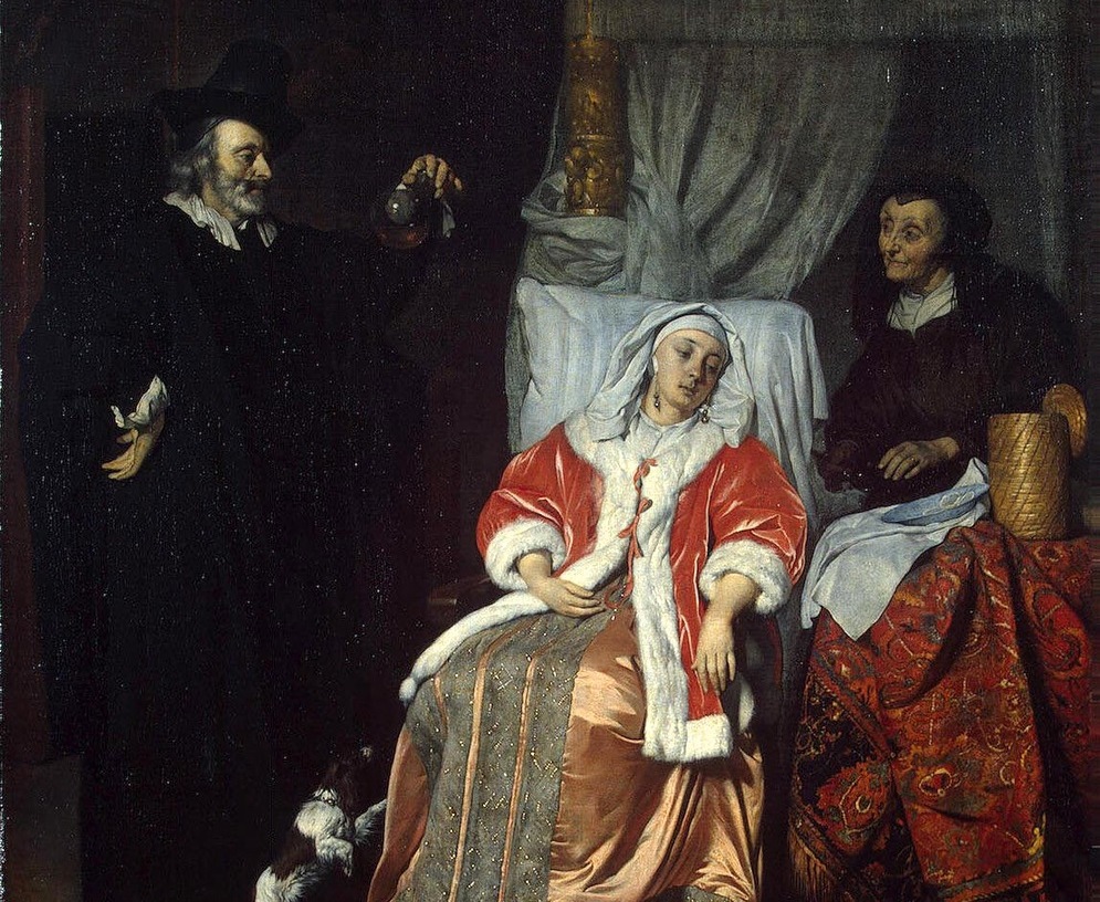 Detalle de La visita del doctor (ca. 1660-1667), de Gabriël Metsu. Fotografía: DP.