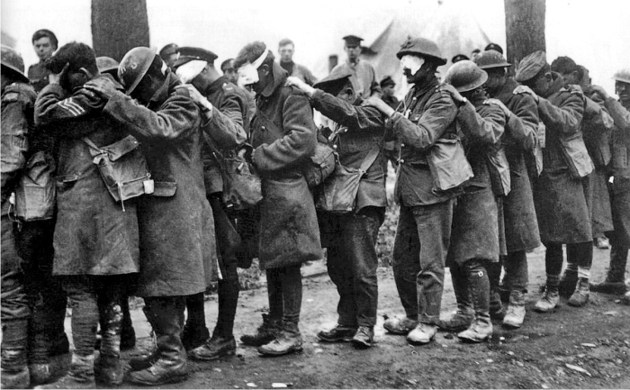 Soldados británicos cegados por gases en la Primera Guerra Mundial. Foto: DP.