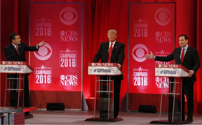 Ted Cruz, Donald Trump y Marco Rubio durante un debate. Foto: Cordon Press.