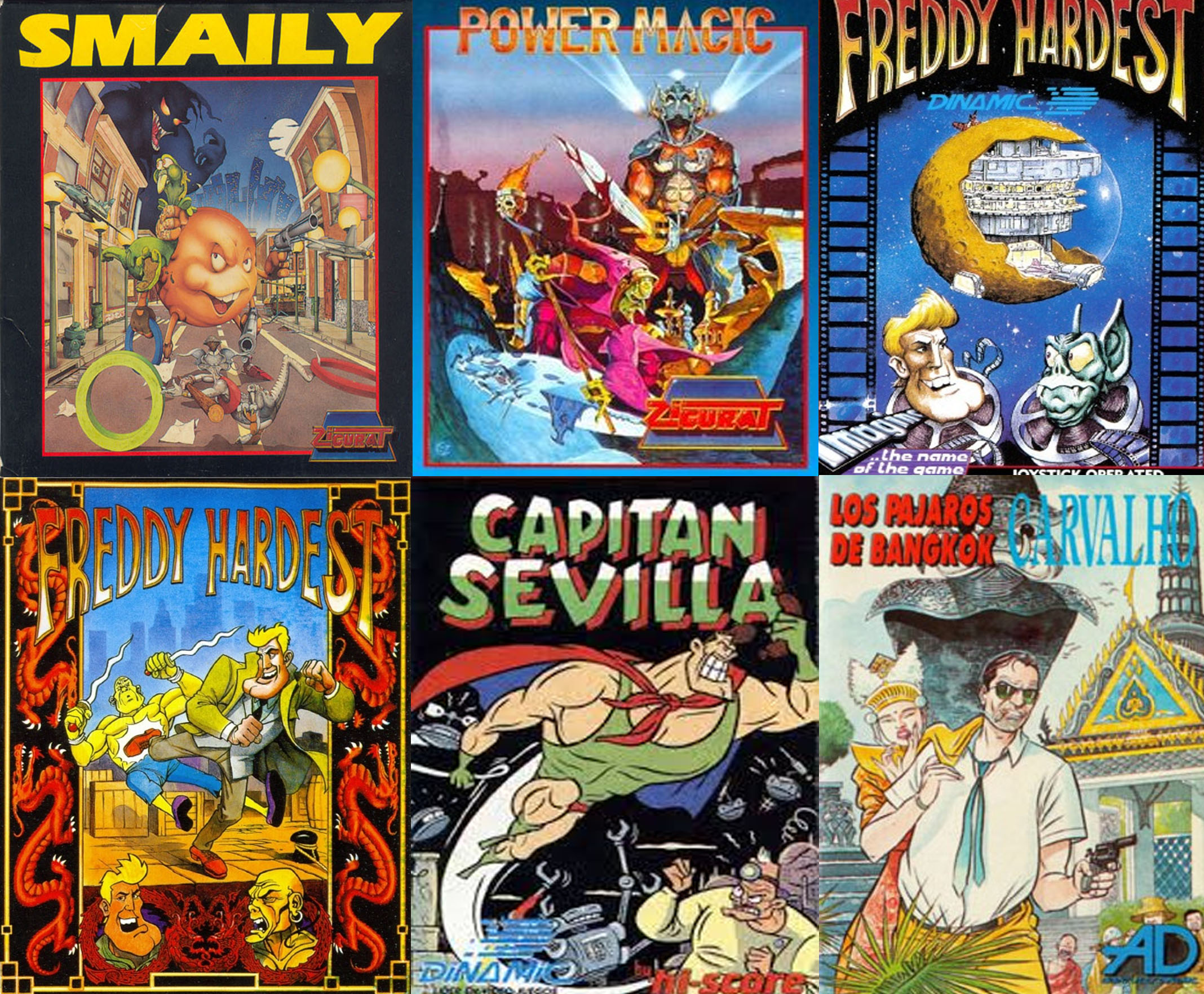 Debería estar en un museo: portadas de videojuegos 9 Smaily. Power magic. Freddy Hardest. Freddy Hardest en Manhattan sur. Capitán Sevilla. Los pájaros de Bangkok.