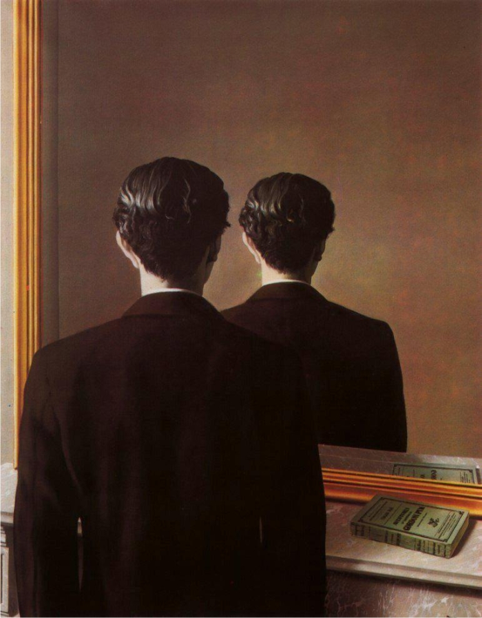 El ojo ante el espejo, su reflejo y un cuadro con un conejo 10 La reproduction interdite, de René Magritte.
