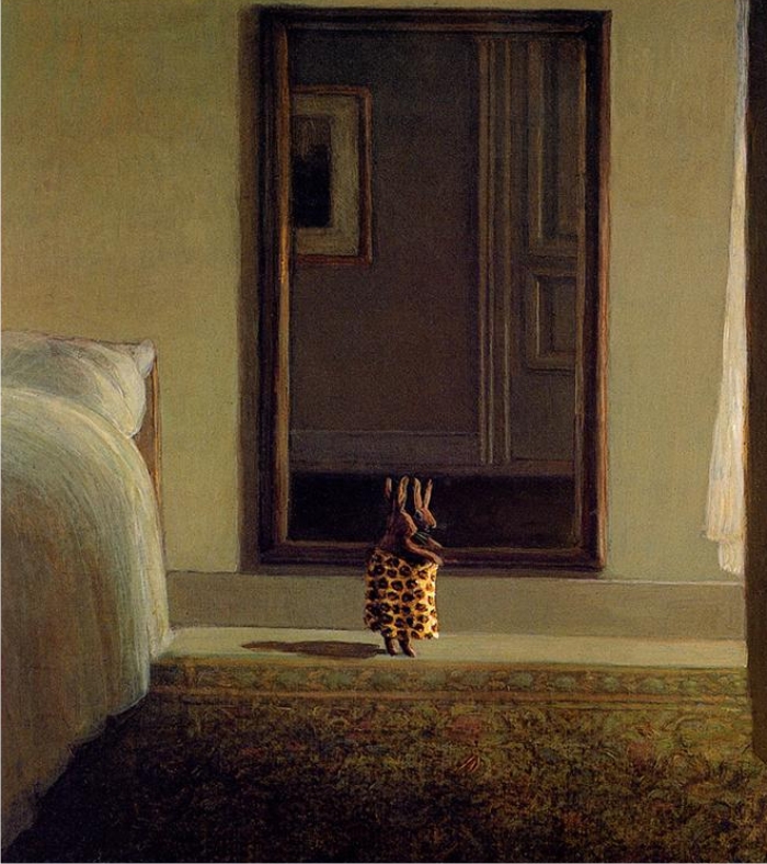 El ojo ante el espejo, su reflejo y un cuadro con un conejo 11 Conejo frente al espejo, de Michael Sowa.