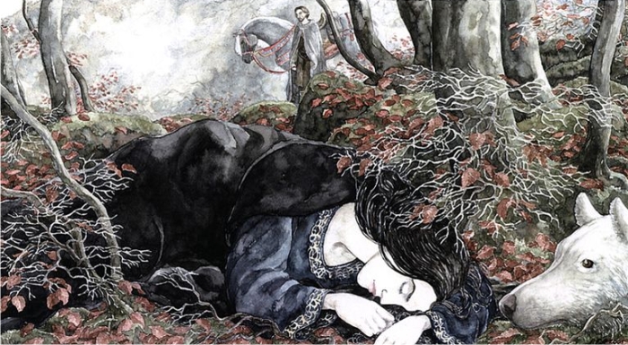 Beren, Lúthien y Huan, por Anke Eissmann Imagen: Walking Tree Publishers.