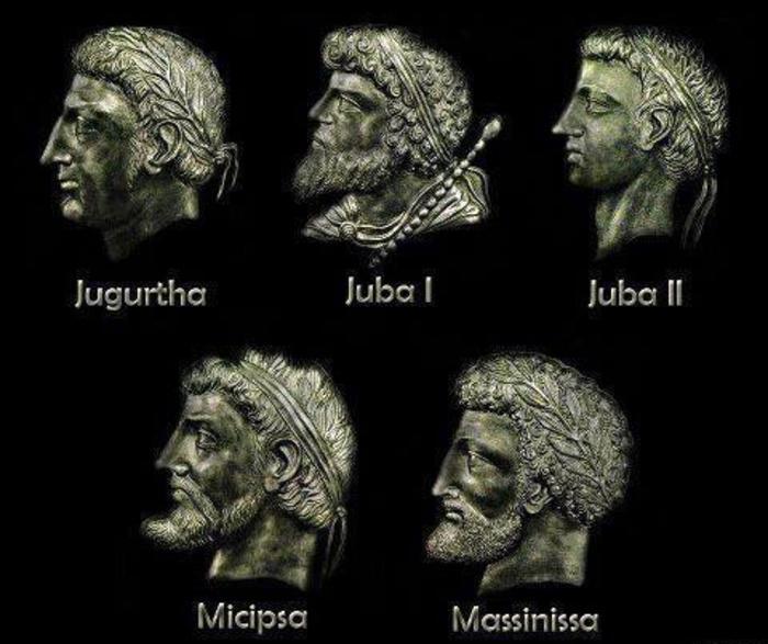 Algunos de los reyes más significativos de Numidia. Imagen cortesía de Mythologie Berbère.