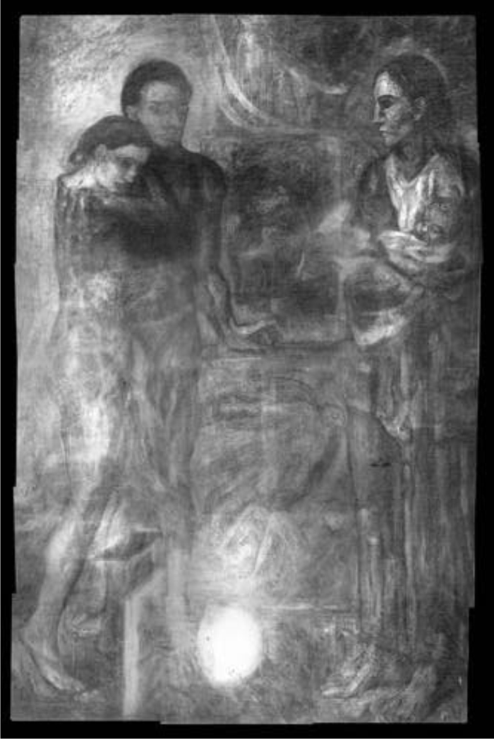 La radiografía de La Vie nos muestra asombrosos detalles que quedan ocultos en la composición final. Fuente: The Cleveland Museum of Art.