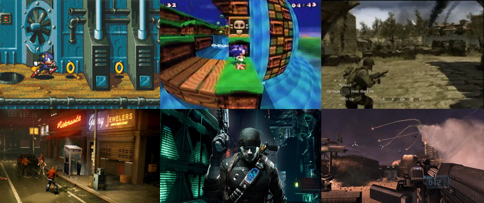 Sonic-16, Sonic X-treme, CoD: Vietnam, Streets of rage, Prey 2, Tiberium.