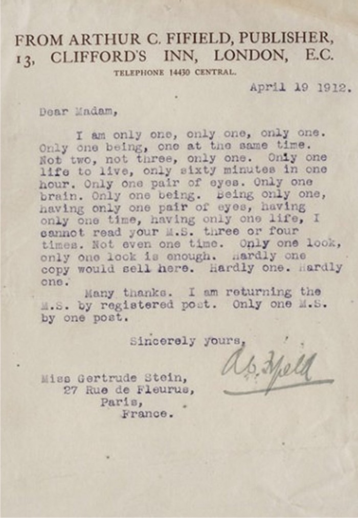 Carta de rechazo a. Imagen cortesía de British Library.