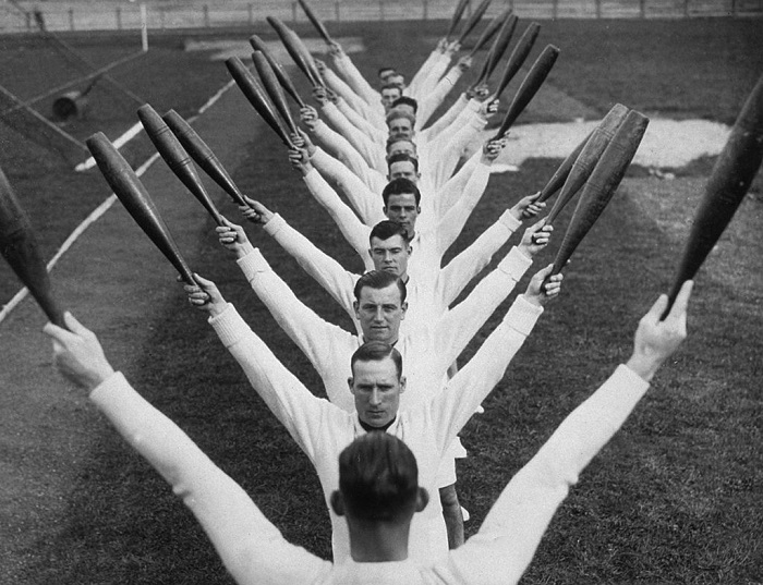 4th November 1937: Swing Time with clubs at the Royal Navy Training School. (Photo by E. Phillips/Fox Photos/Getty Images)