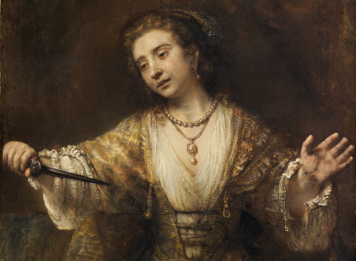 Detalle de Lucrecia, de Rembrandt, 1664. Imagen: (DP).