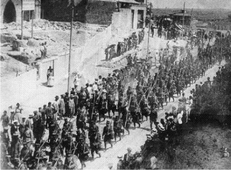 Tropas republicanas entrando en el Cantón Independiente de Cartagena, autor desconocido.