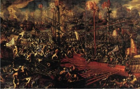 Detalle de La batalla de Lepanto, de Andrea Vicentino.