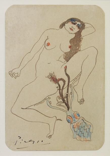 Dibujo erótico Mujer y pulpo Pablo Picasso