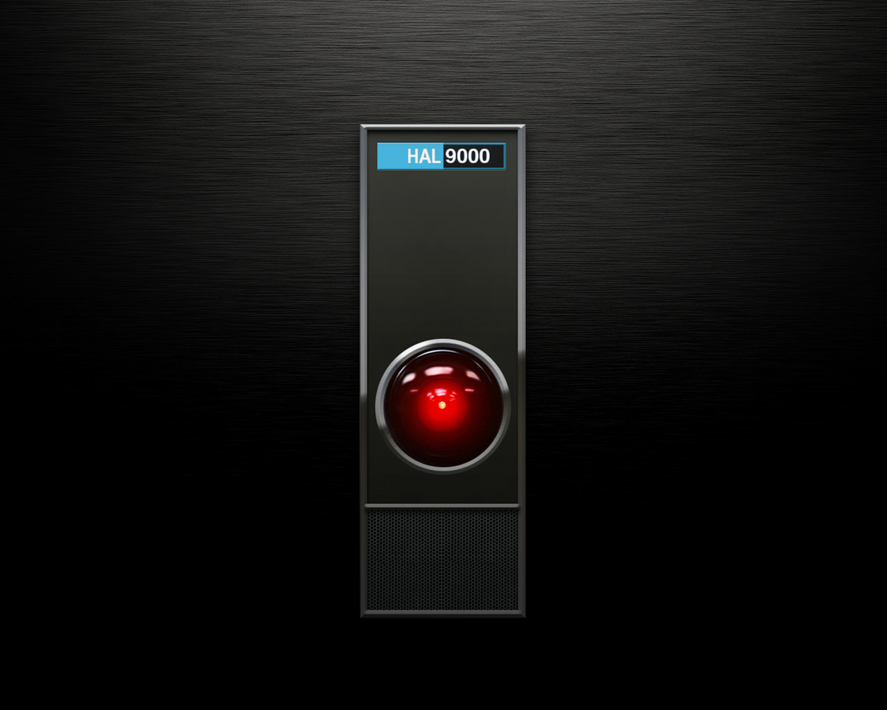 Primer plano del ojo rojo de HAL 9000 el ordenador de 2001 una odisea del espacio