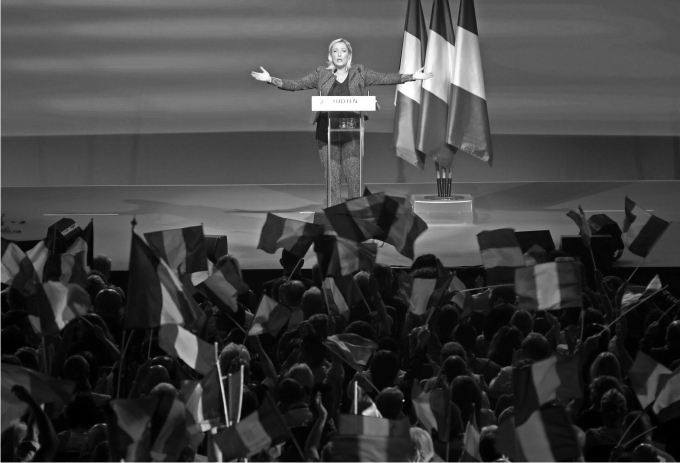 Marine Le Pen en un mitin del NF. Foto Cordon Press p