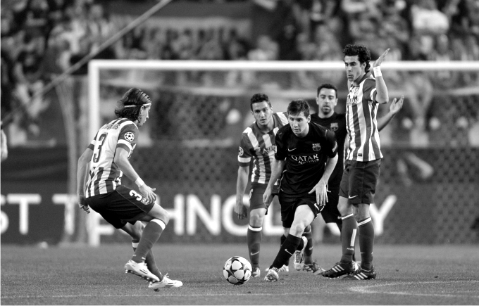 Enfrentamiento del Atlético de Madrid y el FC Barcelona en la Champions League 2013-2014. Foto Cordon Press. p