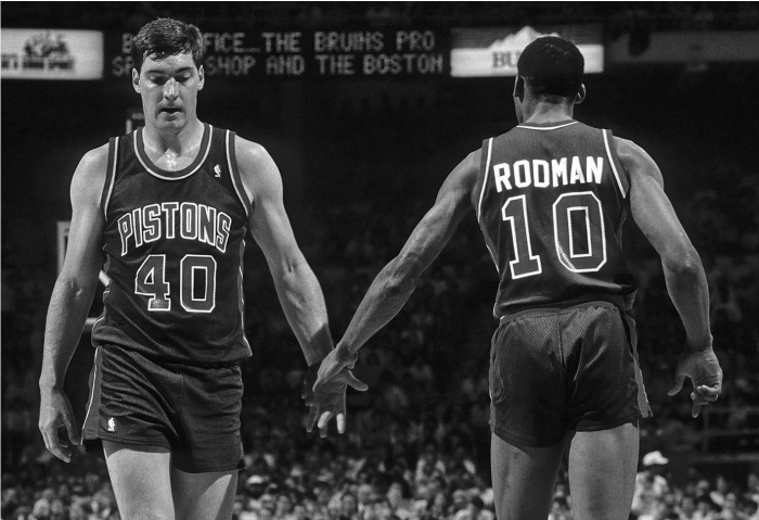 Bill Laimbeer y Dennis Rodman. Foto Corbis.p